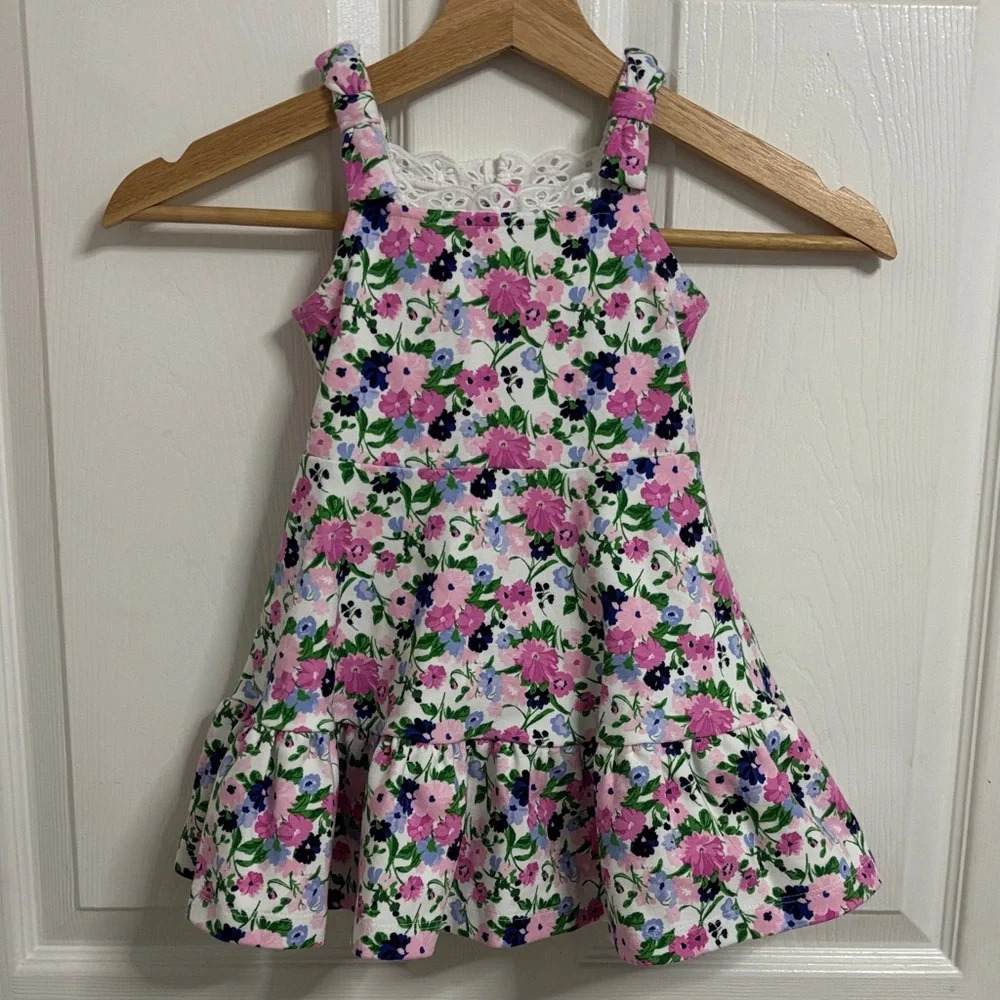 Janie and Jack Pink Floral Tiered Sundress with Lace Trim New 18-24 Months